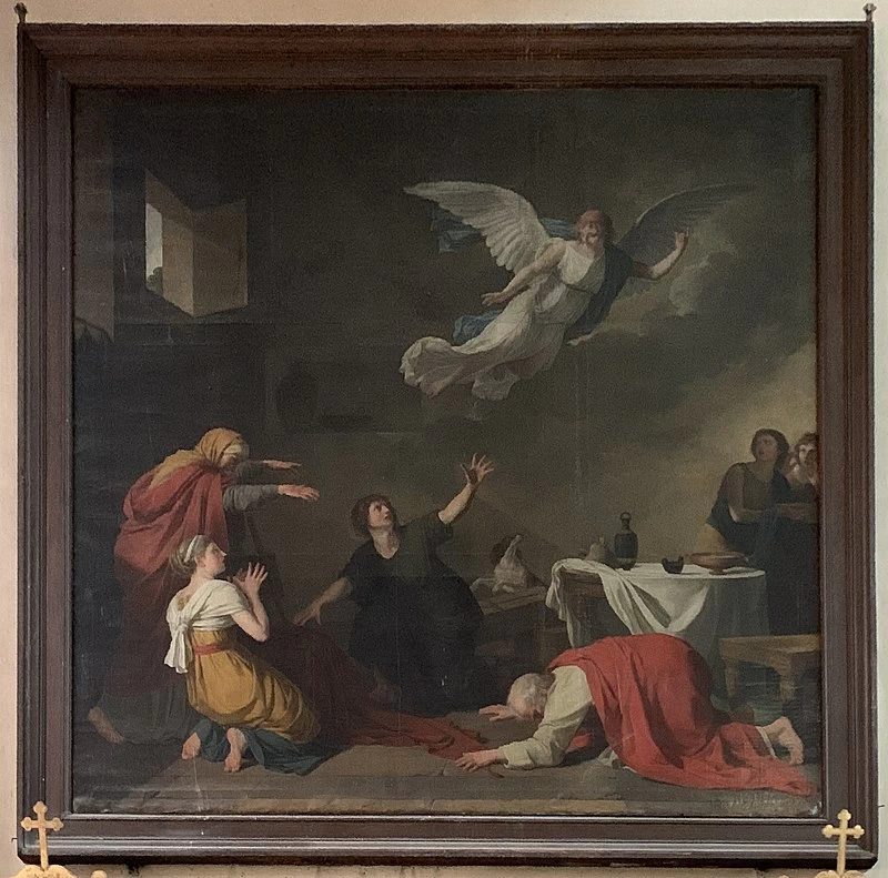 L'arcangelo Raffaele appare alla famiglia di Tobia - Church of St Vincent, Mâcon, Saona e Loira, Borgogna, Franca Contea